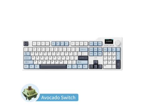 Teclado mecânico de três modos AJAZZ AK35I V3 MAX com display Gaming Workshop Keyboard Avocado Blue Axis White Dark Blue
