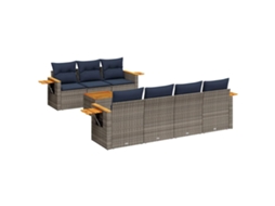 Conjunto de 8 Sofás P/ Jardim C/ Almofadões Vime Pe Cinzento MAISON EXCLUSIVE (8 pcs)