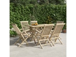 Vidaxl 7 Pcs Conjunto De Jantar P/ Jardim Madeira De Teca Maciça Cinza