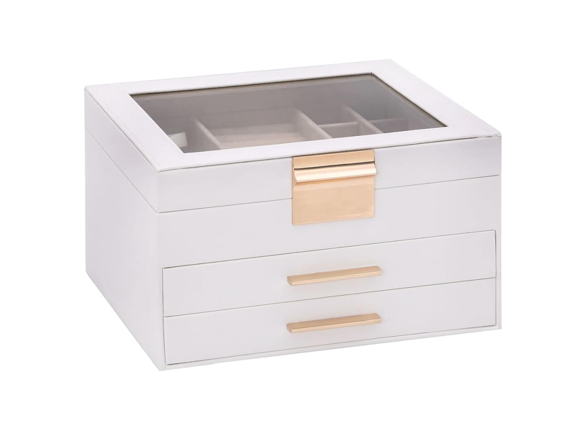 Caixa De Joias Vidaxl Branco Veludo (23 X 20.5 X 14 Cm)
