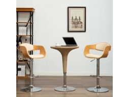 Vidaxl Bancos De Bar 2 Pcs Madeira Curvada E Couro Artificial Creme