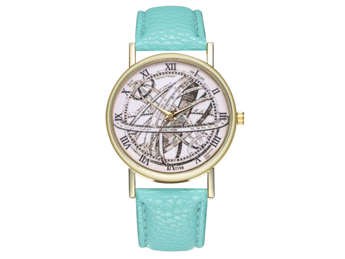Reloj De Cuarzo Unisex Con Correa De Cuero Pu Y Dial De Números Romanos (menta)