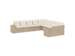 Maison Exclusive - 10 Pcs Conjunto De Sofás P/ Jardim Com Almofadões Vime Pe Bege