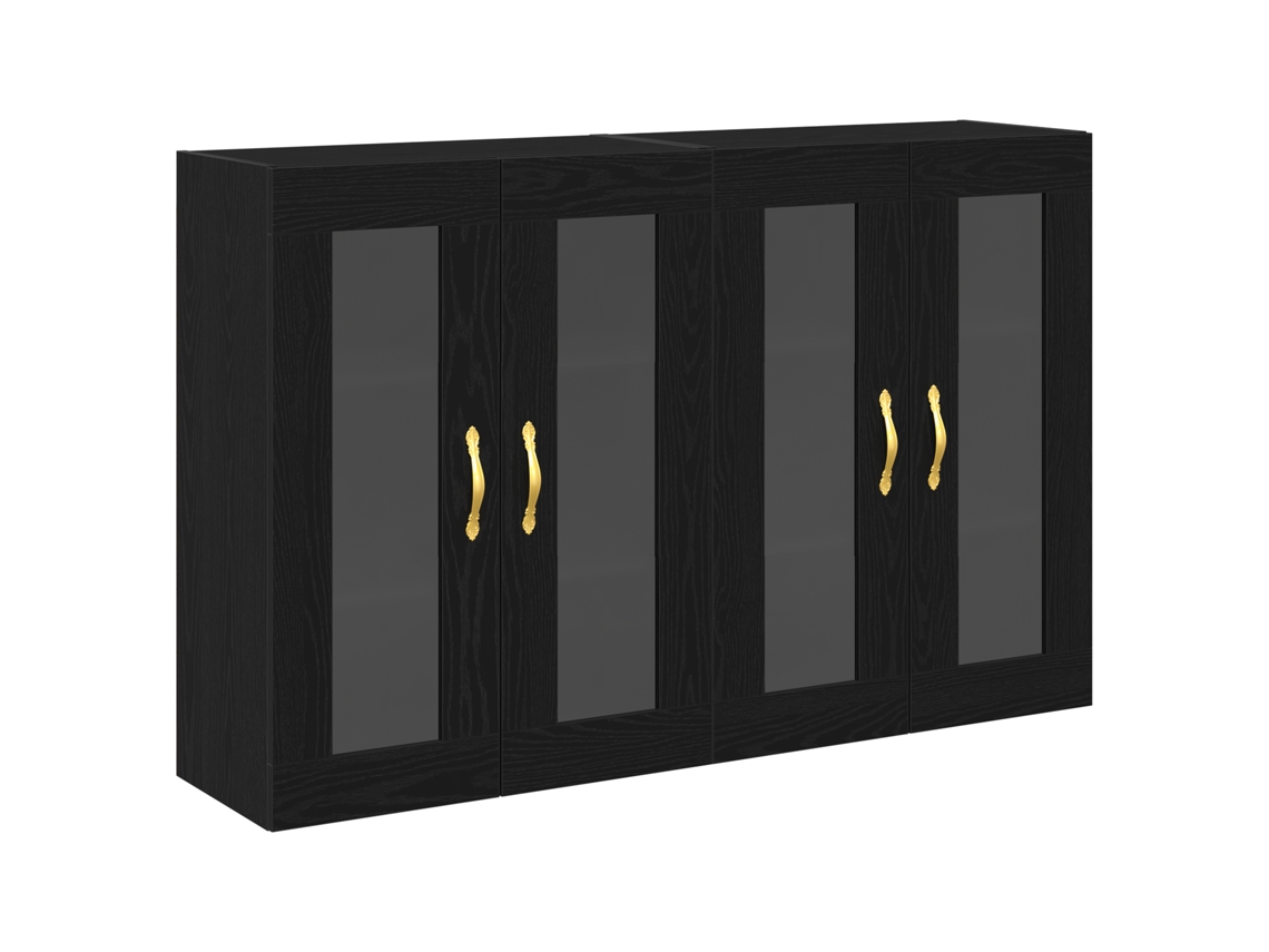 Conjunto 2 Armários De Parede Vidaxl Preto Derivados De Madeira (69,5 X 34 X 90 Cm)