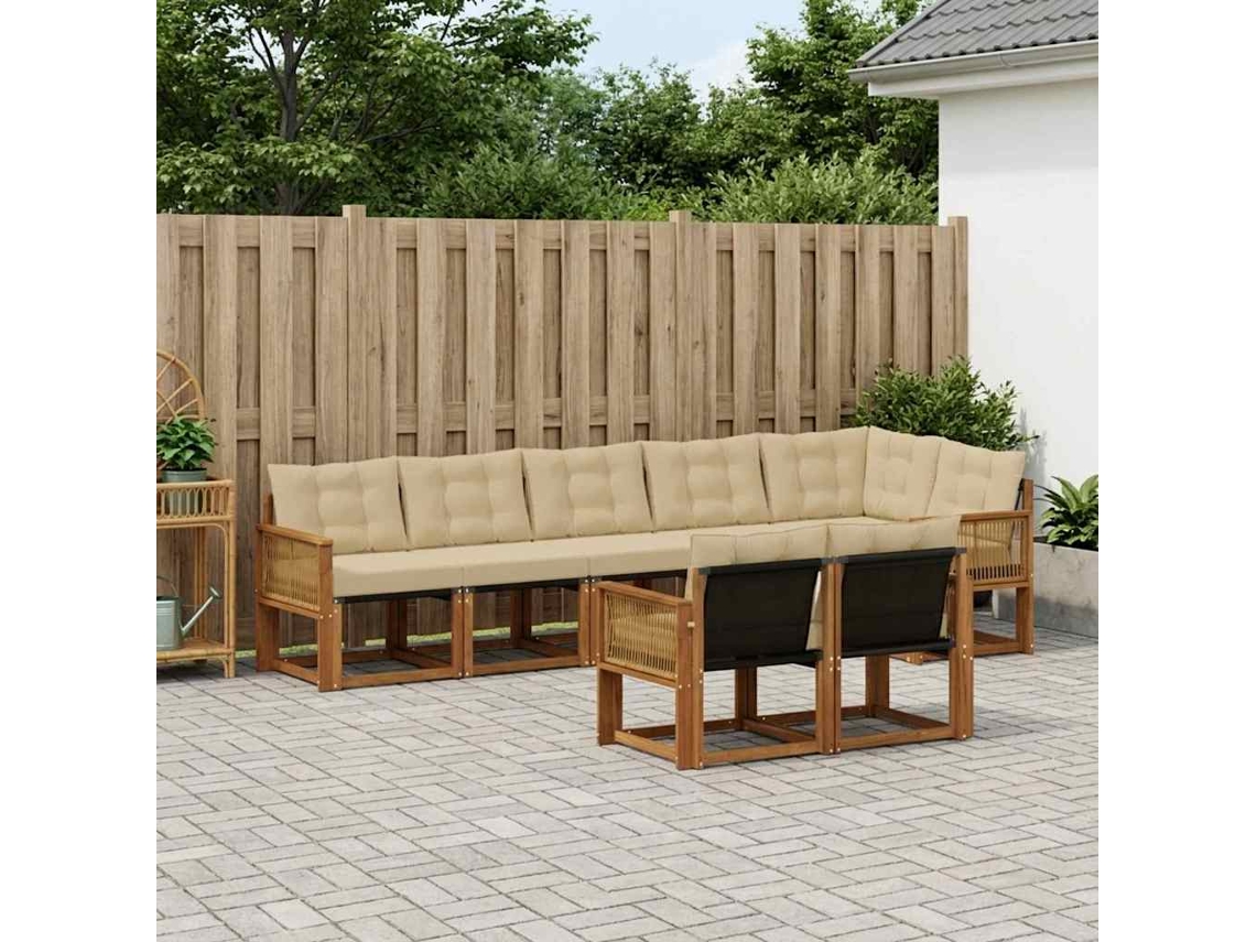 Vidaxl Conjunto De Sofás Para Exterior 8 Unid. Natural E Bege
