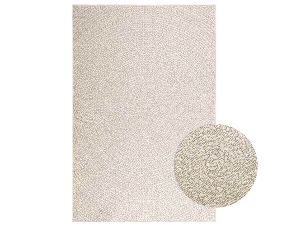 Vidaxl Tapete Zizur Creme 140x200cm Aspeto De Juta Interior E Exterior