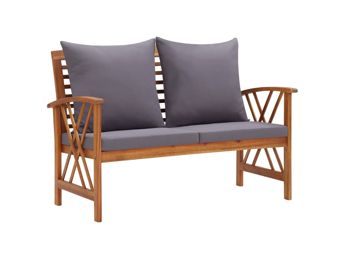 Vidaxl Banco De Jardim C/ Almofadões 119 Cm Madeira De Acácia Maciça
