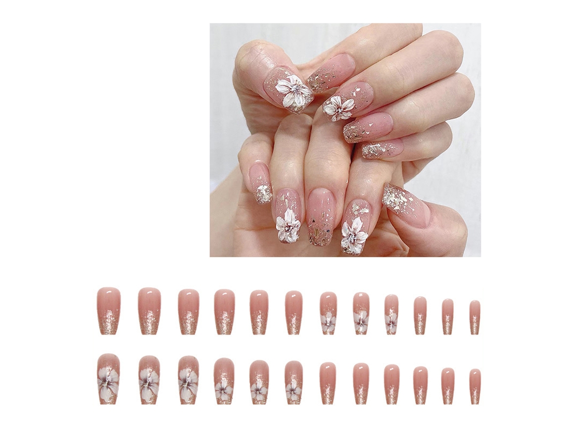 Tips para Unhas para Adolescente Atualizado Modelo R758 com Cola para Unhas em Marrom AURUM