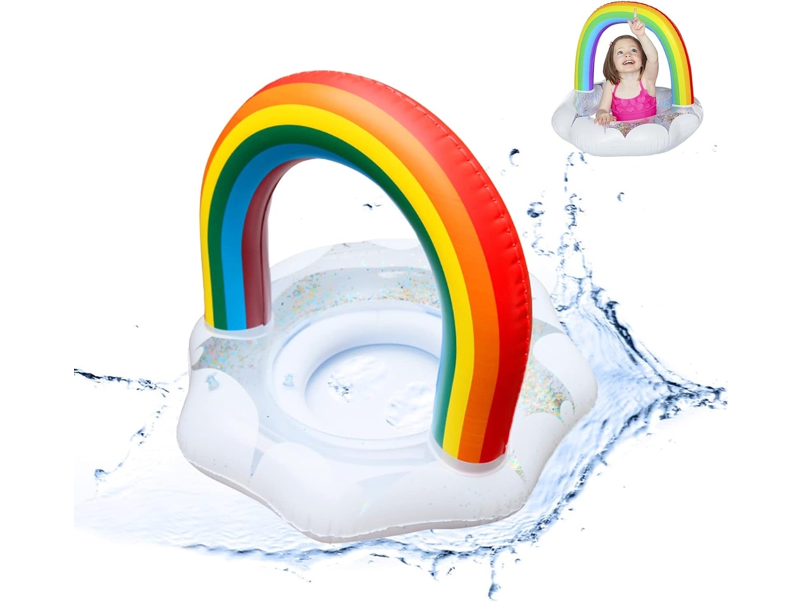 Boia Inflável para Bebê, Glitter Arco-íris, Brilhante, Festas na Piscina AQUAFORGE