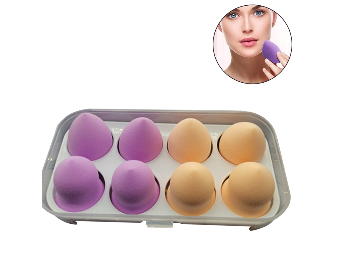 Conjunto De 8 Esponjas De Maquiagem Beauty Sponge Blender Para Cosméticos Esponja De Ovo Multicores Formatos Diferentes