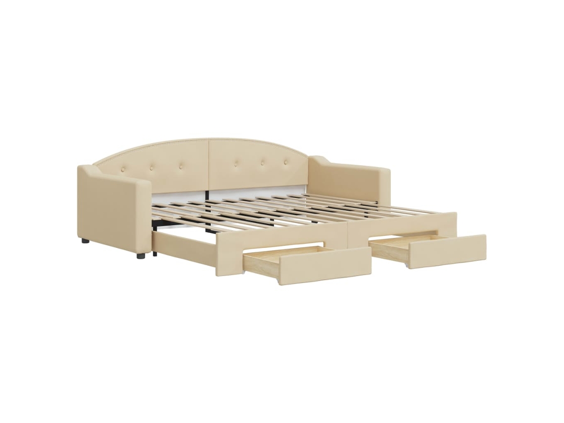 Daybed With Trundle, Daybeds With Trundles Vidaxl Creme Tecido (90 X 200 Cm)