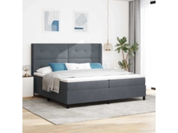 Vidaxl Cama Box Com Fitas Led Cinza Escuro 200 X 200 Cm Veludo