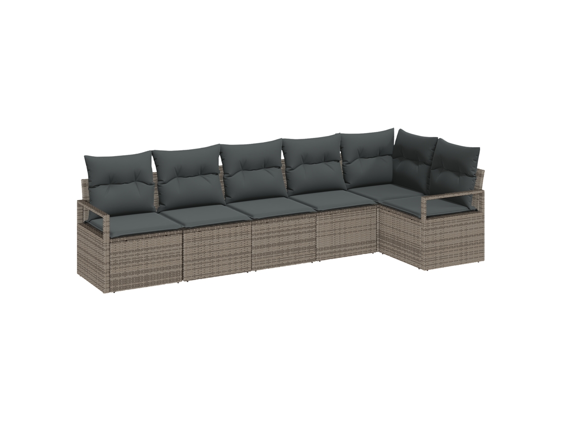 Conjunto 6 Conjunto De Móveis Para Exterior Vidaxl Cinzento Vime Pe (287 X 122 X 85 Cm)