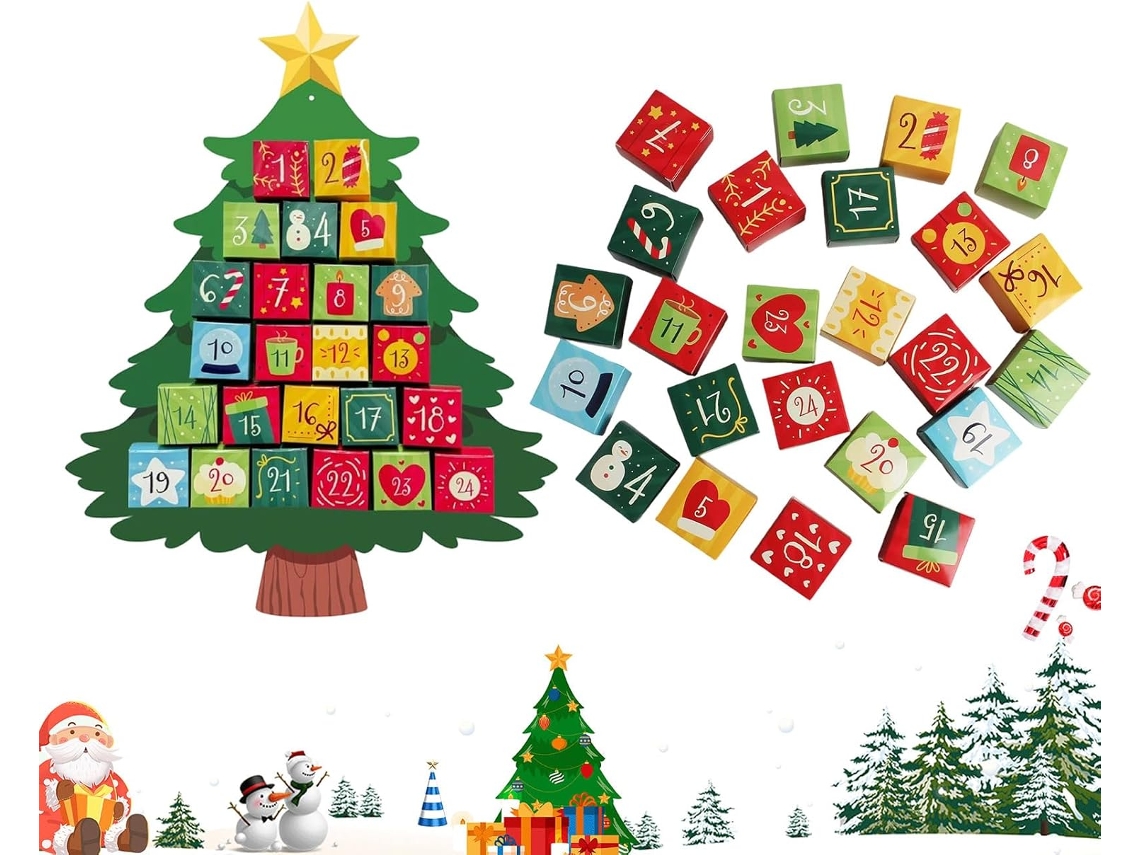 Enfeites De Natal- Calendário Do Advento Com 24 Dias, Pingentes De Contagem Regressiva, Conjunto De