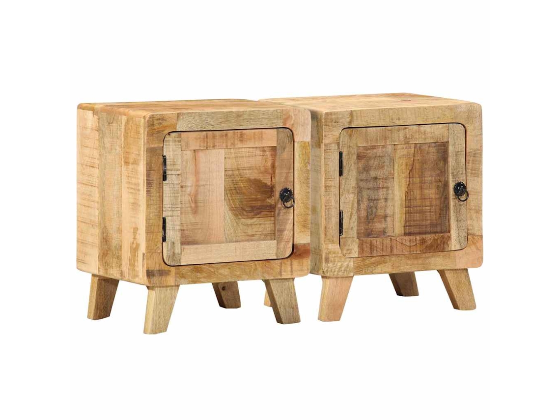 Vidaxl Mesas De Cabeceira 2 Pcs 40x32x46 Cm Mangueira Áspera Maciça