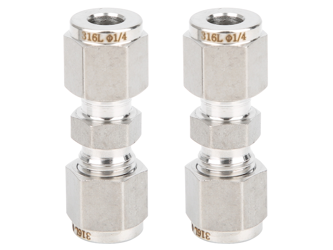2 Peças Adaptador De Tubo De Aço Inoxidável 316 Com Compressão De Doble Ferrula Retta Para Tubo (ф1/4)