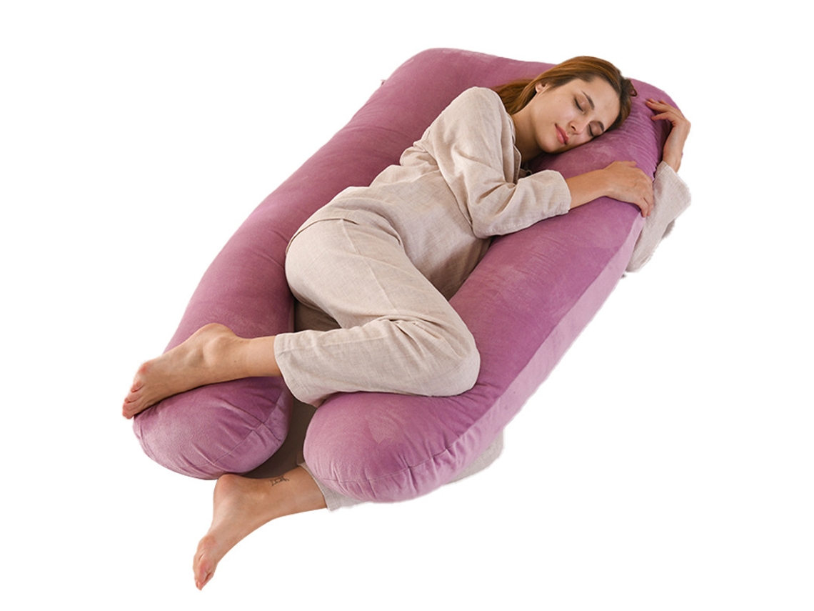 Almofada para Grávidas, Travesseiro de Apoio para Gestantes, Alívio Dor no Corpo Durante a Gravidez SPQMENT (150x80cm rosa e Roxo)