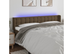 Vidaxl Cabeceira De Cama C/ Luzes Led Tecido 163x16x78/88 Cm Castanho