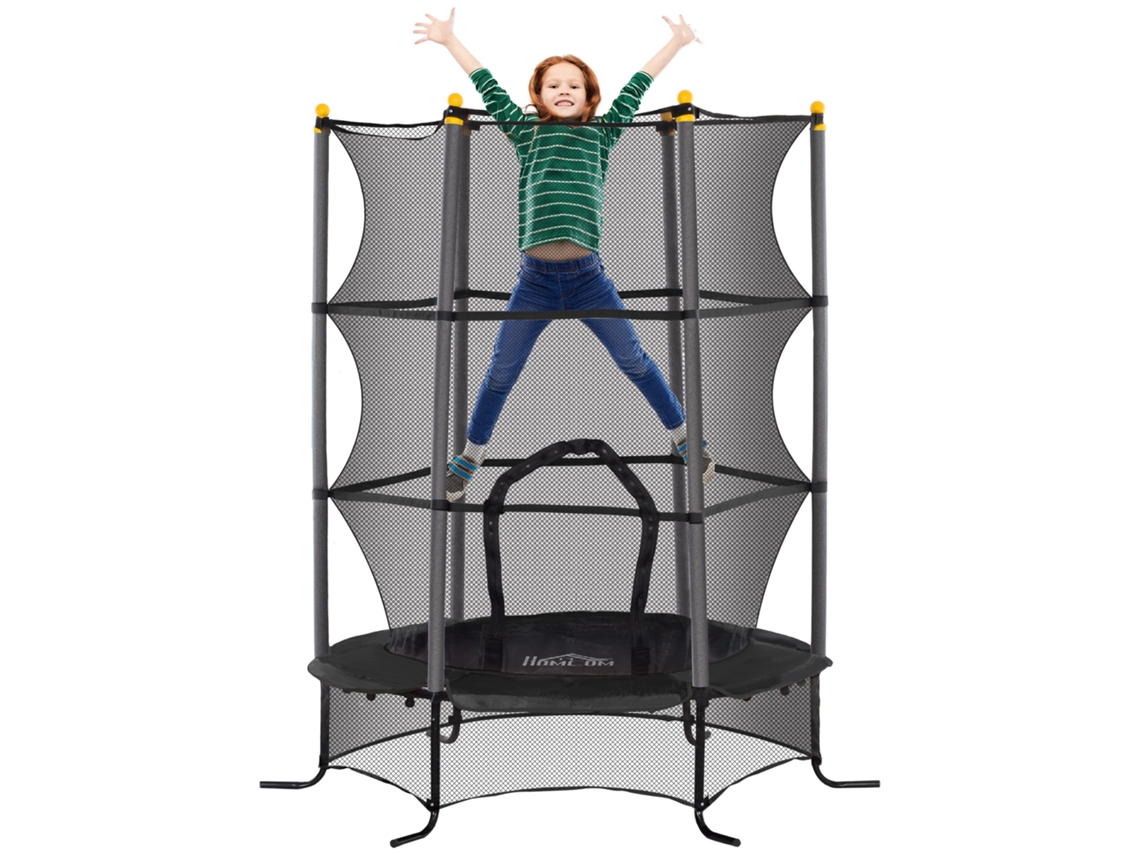 Trampolim Para Crianças Aço, Pp E Epe Cor Preto Ø163x190 Cm Homcom