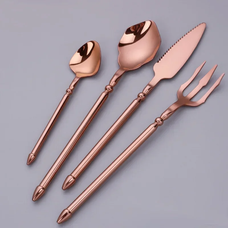 Conjunto de Jantar de Alta Qualidade , Aço Inoxidável 304, Estilo Ocidental, Decoração para Casa. MDUG (ouro Rosa)