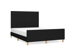 Bed Frame With Headboard, Bed Frames With Headboards Vidaxl Preto Tecido (140 X 190 Cm)