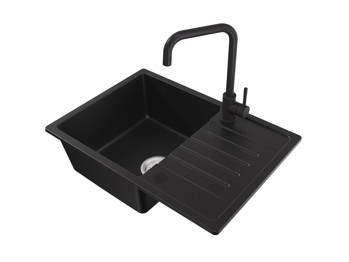 Pia De Cozinha, Granito Composto, Tigela Retangular, Preto