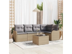 Vidaxl Conjunto De Sofá De Jardim 6 Unid. Bege Vime Pe