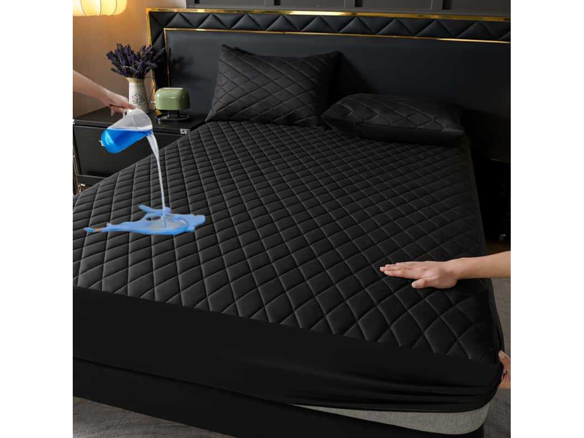 Lençol Com Elástico Impermeável,90x200cm, Protetor De Colchão Antiderrapante, Adequado Para Uso Doméstico E No Quarto Preto Hexinyigjly