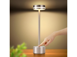 Luminária De Mesa Led, 3000k, 6500k, Acabamento Prateado, Toque, Intensidade Regulável, Usb-c, Alimentação Por Bateria