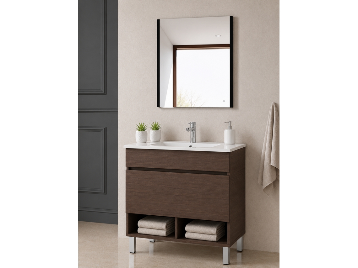Móvel De Casa De Banho Com Pés Com Lavatório Extraplano Origenbath Nebari Sem Espelho 80x45 Cm Freixo Tea