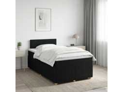 Vidaxl Cama Box Spring Com Colchão Preto 120 X 190 Cm Tecido