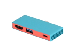 Primerox base de Docking Type C 3 em 1 com Saída 4k, Pd 100w e Usb 3.0 Azul
