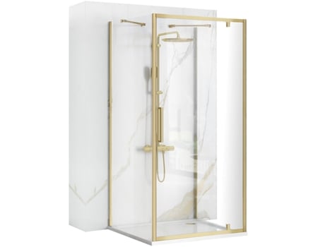 Cabine De Duche Junto À Parede Rea Rapid Swing Brush Gold 90x90