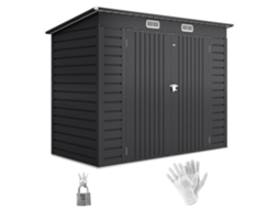 Galpão de Jardim em Aço 2,7m² portas duplas ventilação chapa de aço cinza 249x121x183 Cm | S/MARCA