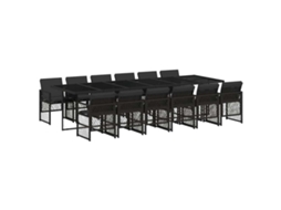Conjunto de 13 Jantar para Jardim com Almofadões Vime Pe Preto MAISON EXCLUSIVE