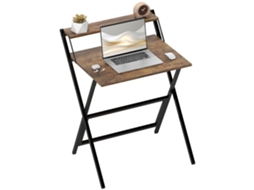 Escrivaninha Dobrável com Prateleira de Armazenamento Rustic Brown 65,5x45cm | S/MARCA
