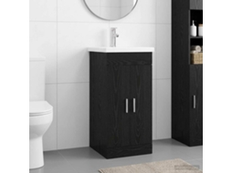 Vidaxl Gabinete De Banheiro Com Pia Carvalho Preto 42 X 40 X 84,5 Cm