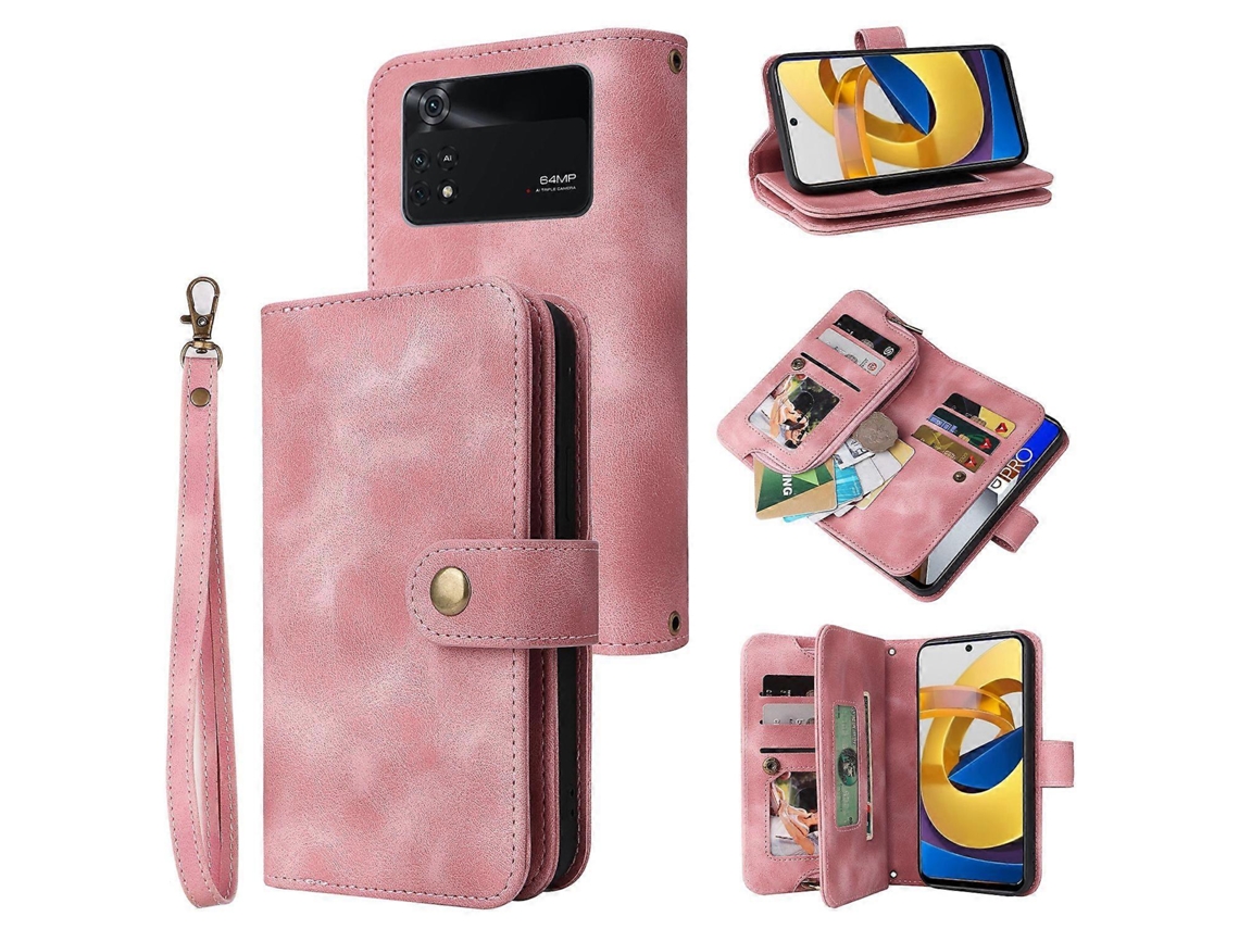 Capa De Celular Multifuncional Com Zíper E Compartimento Para Cartões Para Xiaomi Poco M4 Pro 5g.