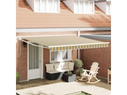 Vidaxl Toldo Retrátil Verde E Branco 400 × 300 Cm Tecido E Alumínio