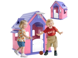 Casa de Jogos para Crianças com Cesta de Basquetebol 132x118x124cm Rosa S/MARCA