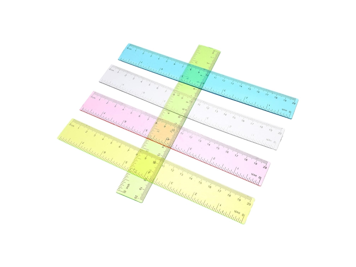 Conjunto De 5 Réguas Plástico Coloridas Para Medição, Ferramenta