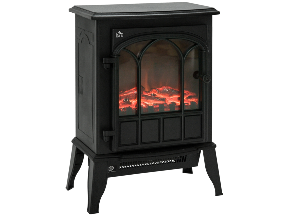 Lareira Elétrica com Chamas Led, Potência 1000 a 2000 W, Temperatura e Brilho Ajustáveis, Metal Medidas 39x23x56,5 Cm