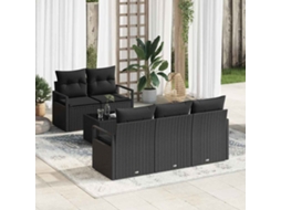 Vidaxl Conjunto De Sofás 6 Unid. 5-número De Lugares Preto Vime Pe