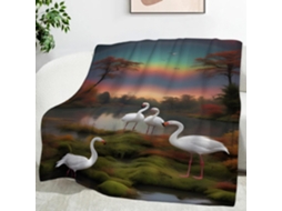 Manta Cisne Aurora Boreal 180x200 Cm Multifuncional Macia Colcha de Flanela Aconchegante Ideal para Escritório