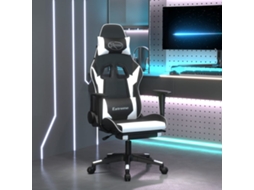 Vidaxl Cadeira De Gaming C/ Apoio Pés Couro Artificial Preto/branco