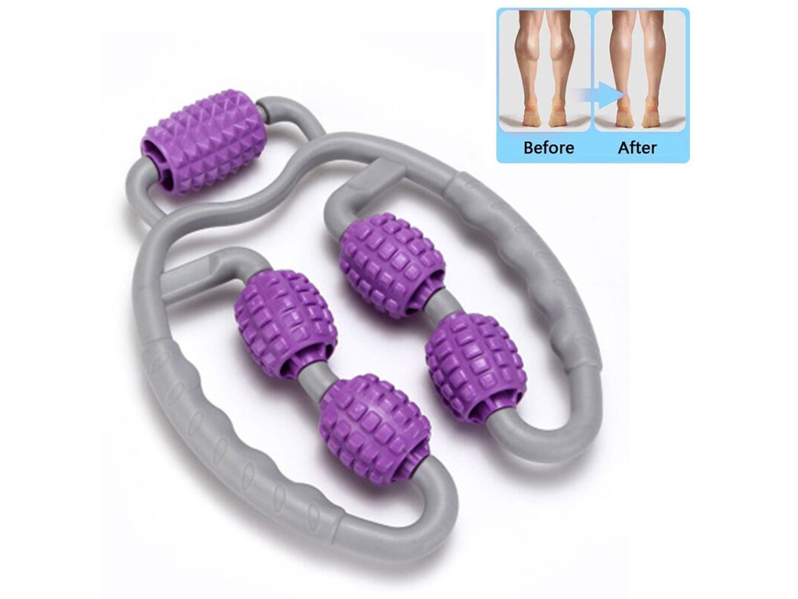 Massageador Manual Com Rolos Para Pernas Braços E Relaxamento Muscular Roxo