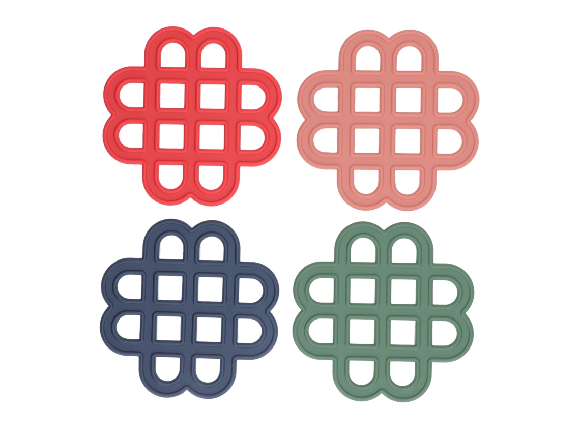 4 Peças De Tapete De Silicone Trivet Oco Resistente Ao Calor E A Derrapagem Para Mesa De Cozinha