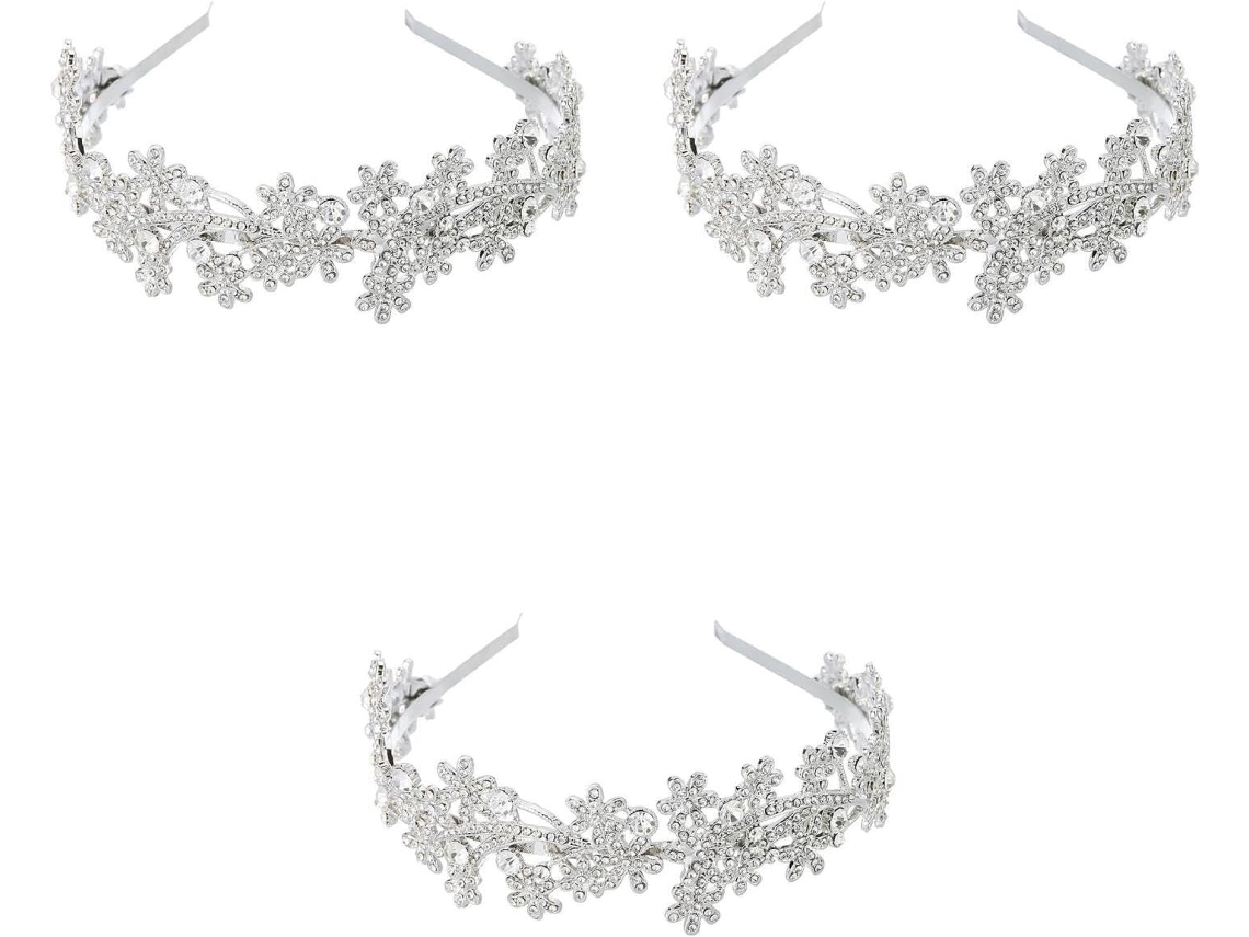 Conjunto De 3 Peças De Tiara Floral Vintage Com Strass Para Mulheres - Acessório De Cabelo Elegante Para Casamentos E Muito Mais