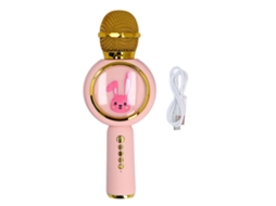 Primerox microfone Bluetooth Infantil com Luz Colorida Sem Fio Bateria Integrada Karaoke Casa