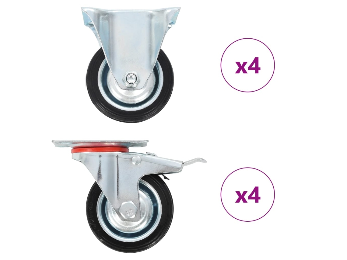 Vidaxl 8 Pcs Rodas 75 Mm